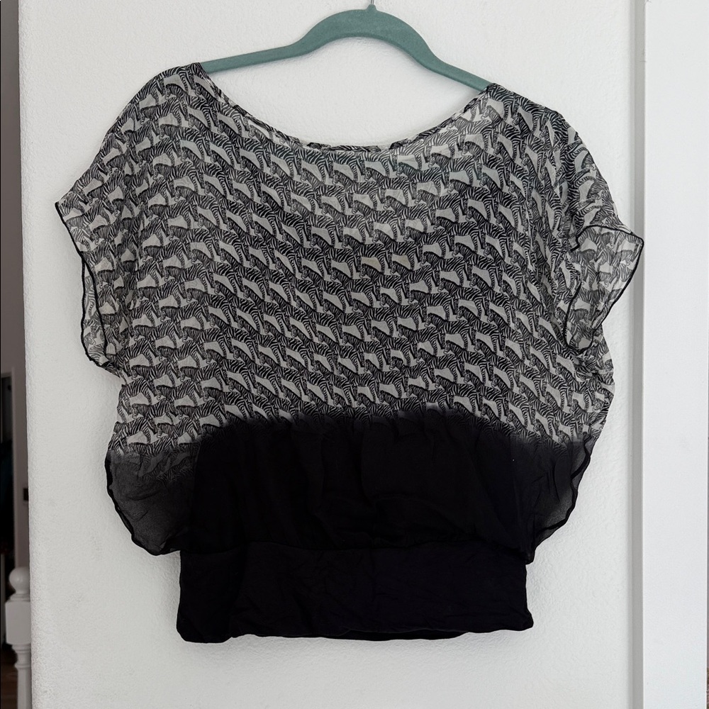 Bailey 44 Zebra Patterned Black and White Blouse